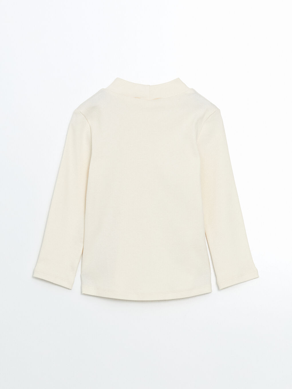 Ekru Yarım Balıkçı Yaka Basic Kız Çocuk Tişört-2