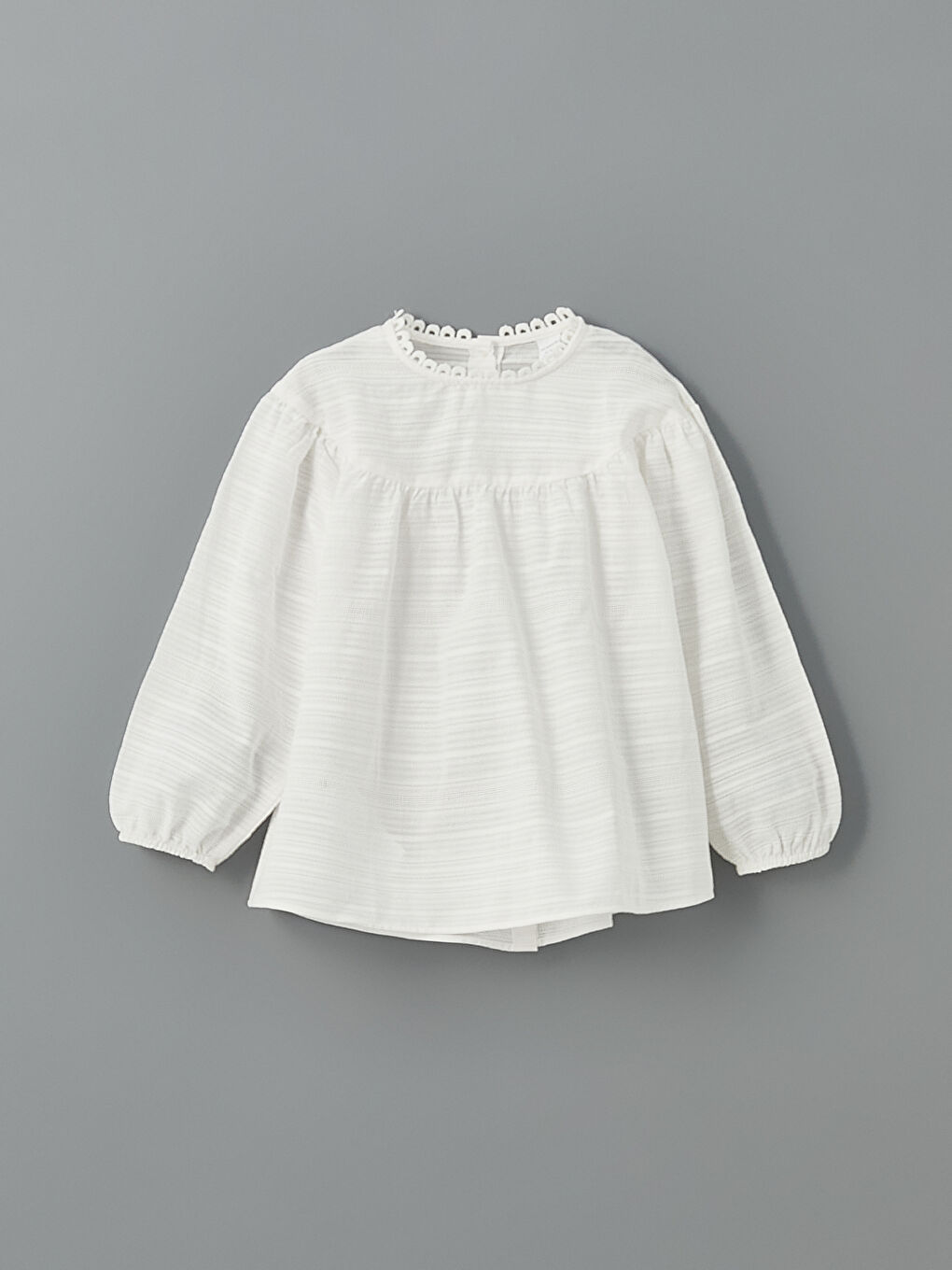 Ekru Bisiklet Yaka Basic Kız Çocuk Gömlek