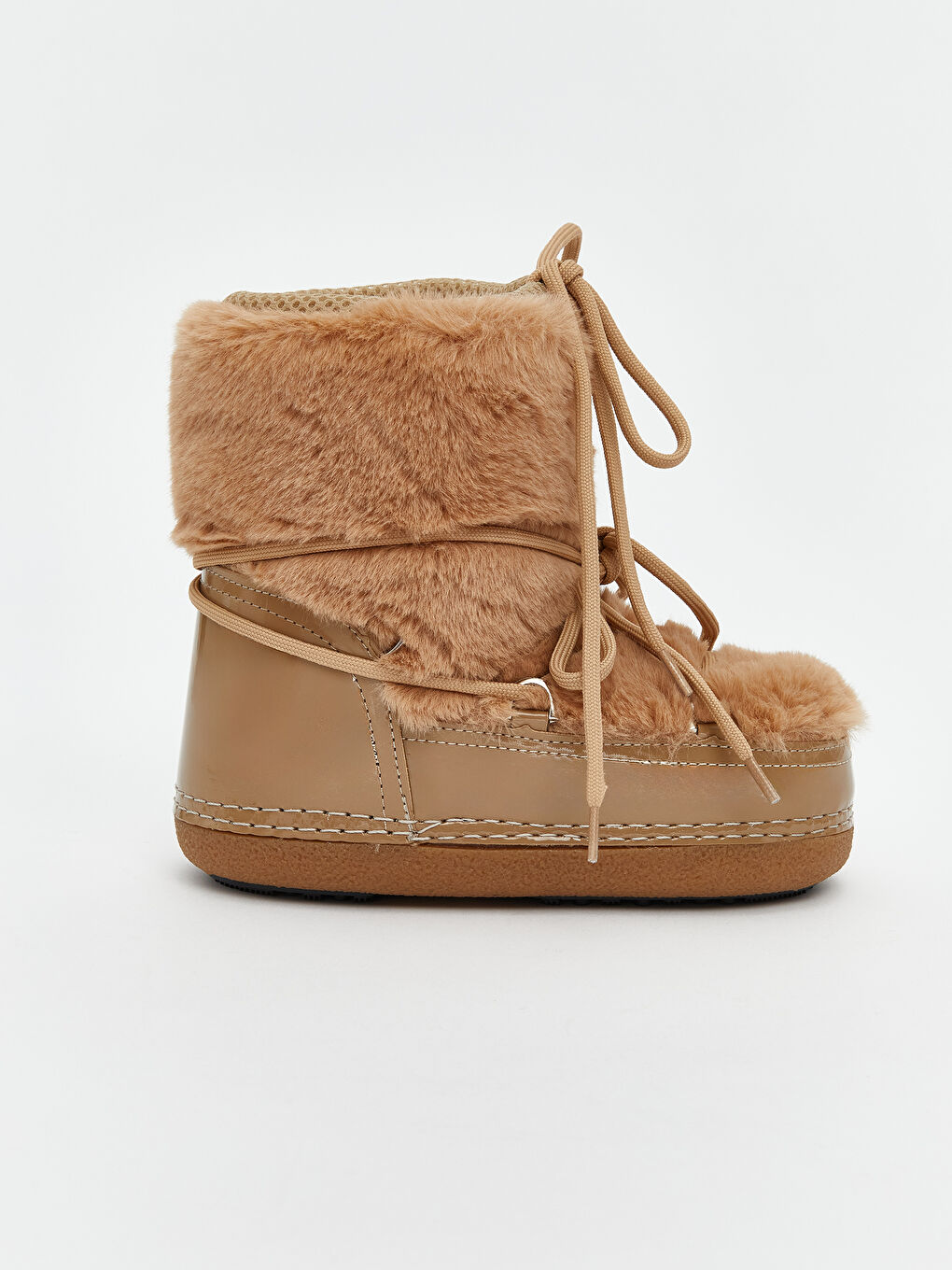 Kahverengi Bağcıklı Kız Çocuk Kar Botu-1