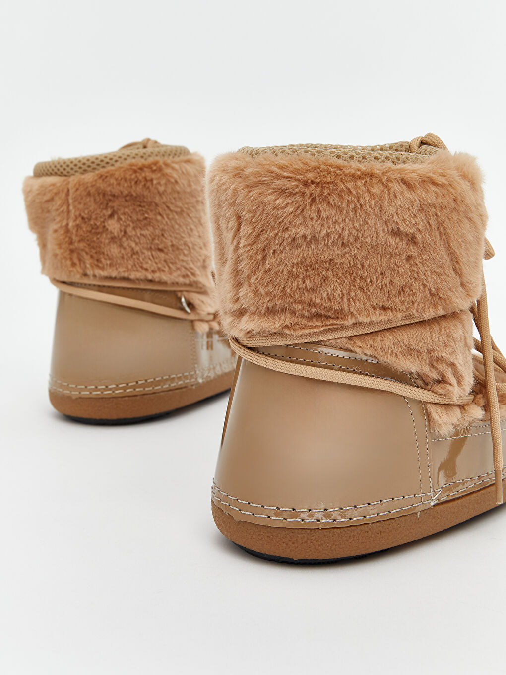 Kahverengi Bağcıklı Kız Çocuk Kar Botu-4