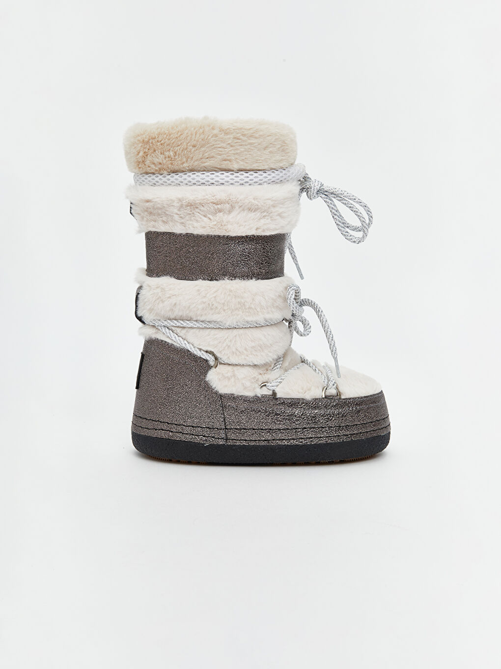 Gri Bağcıklı Kız Çocuk Kar Botu-1