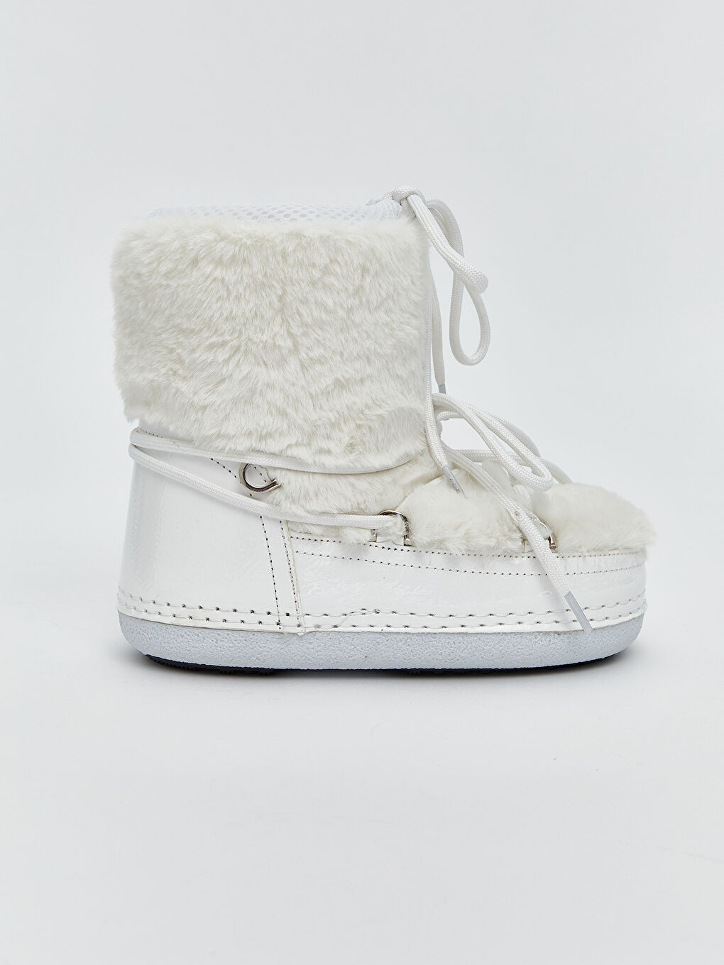 Beyaz Bağcıklı Kız Çocuk Kar Botu-1