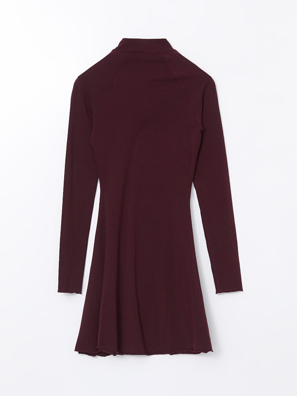 Bordo Dik Yaka Elbise-5