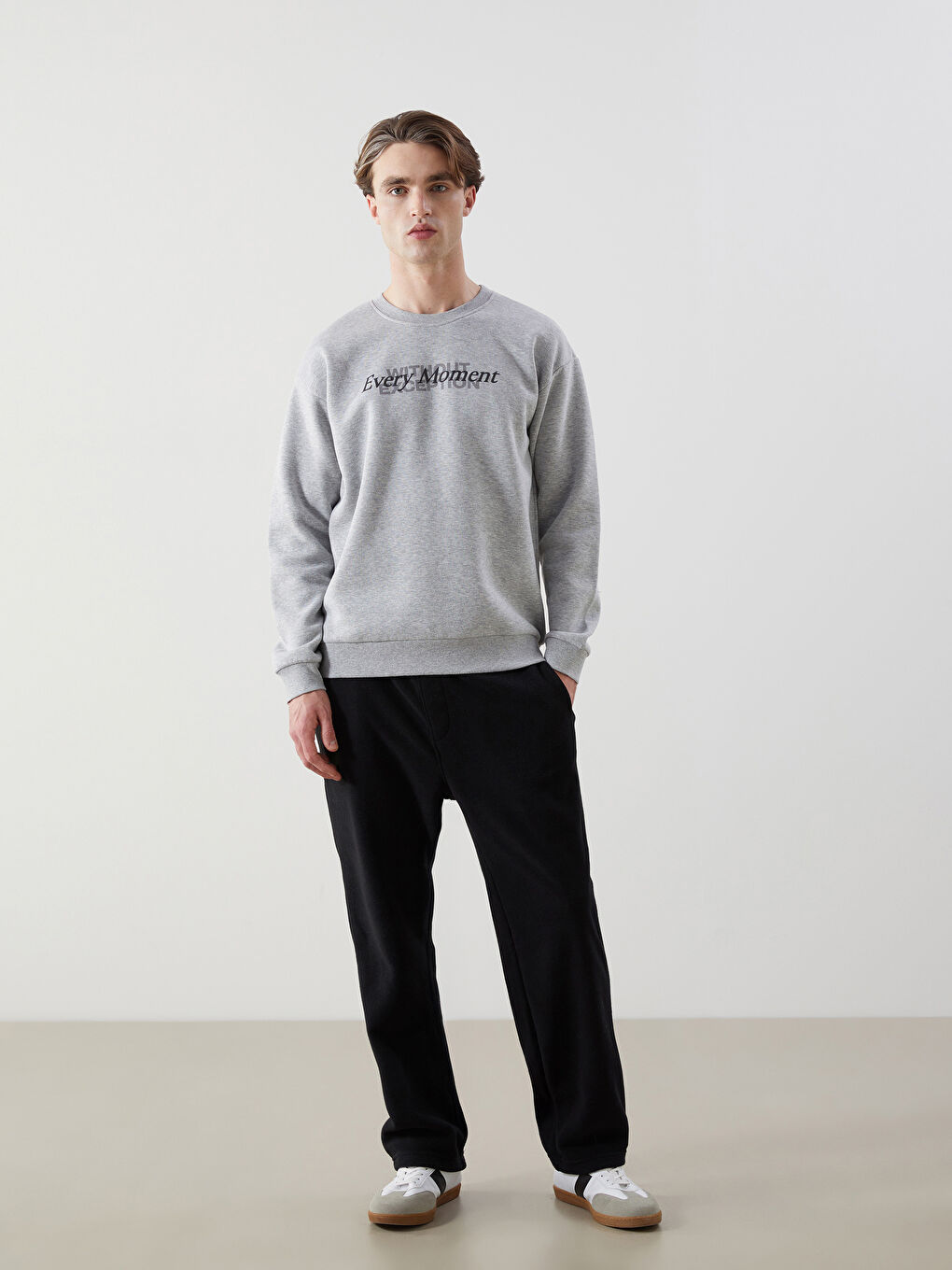 Siyah Rahat Kalıp Polar Erkek Eşofman Altı