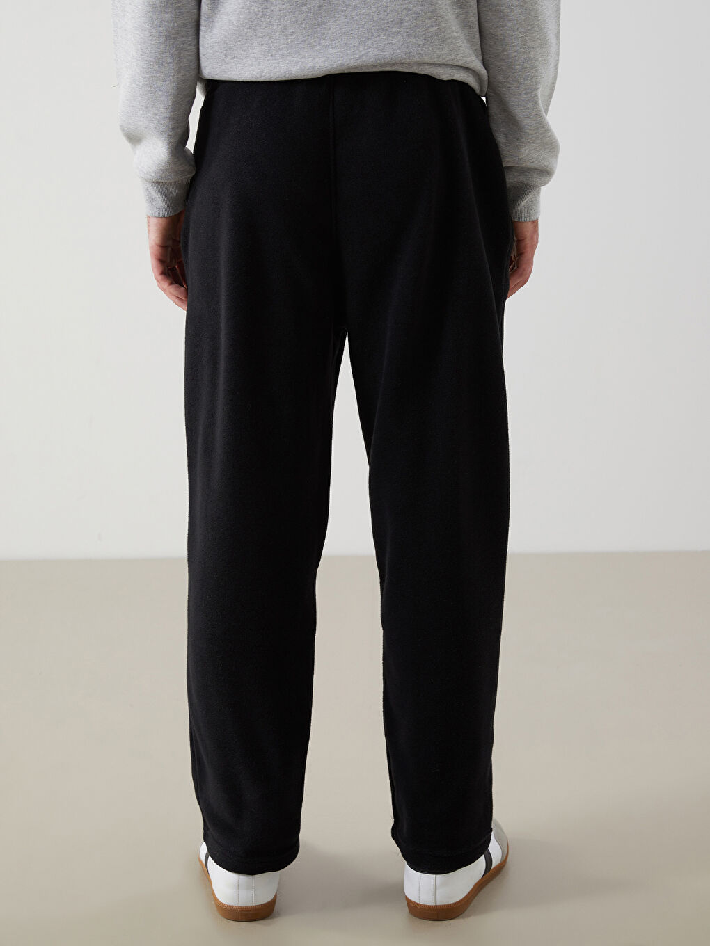 Siyah Rahat Kalıp Polar Erkek Eşofman Altı-3