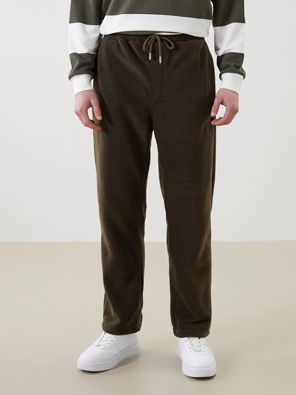 Petrol Rahat Kalıp Polar Erkek Eşofman Altı-1