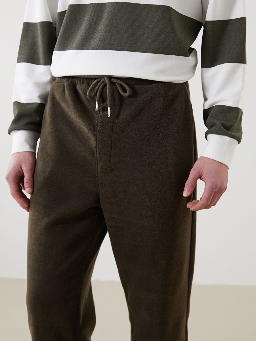 Petrol Rahat Kalıp Polar Erkek Eşofman Altı-2