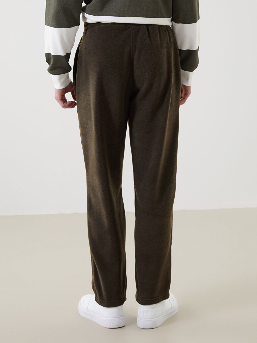 Petrol Rahat Kalıp Polar Erkek Eşofman Altı-3