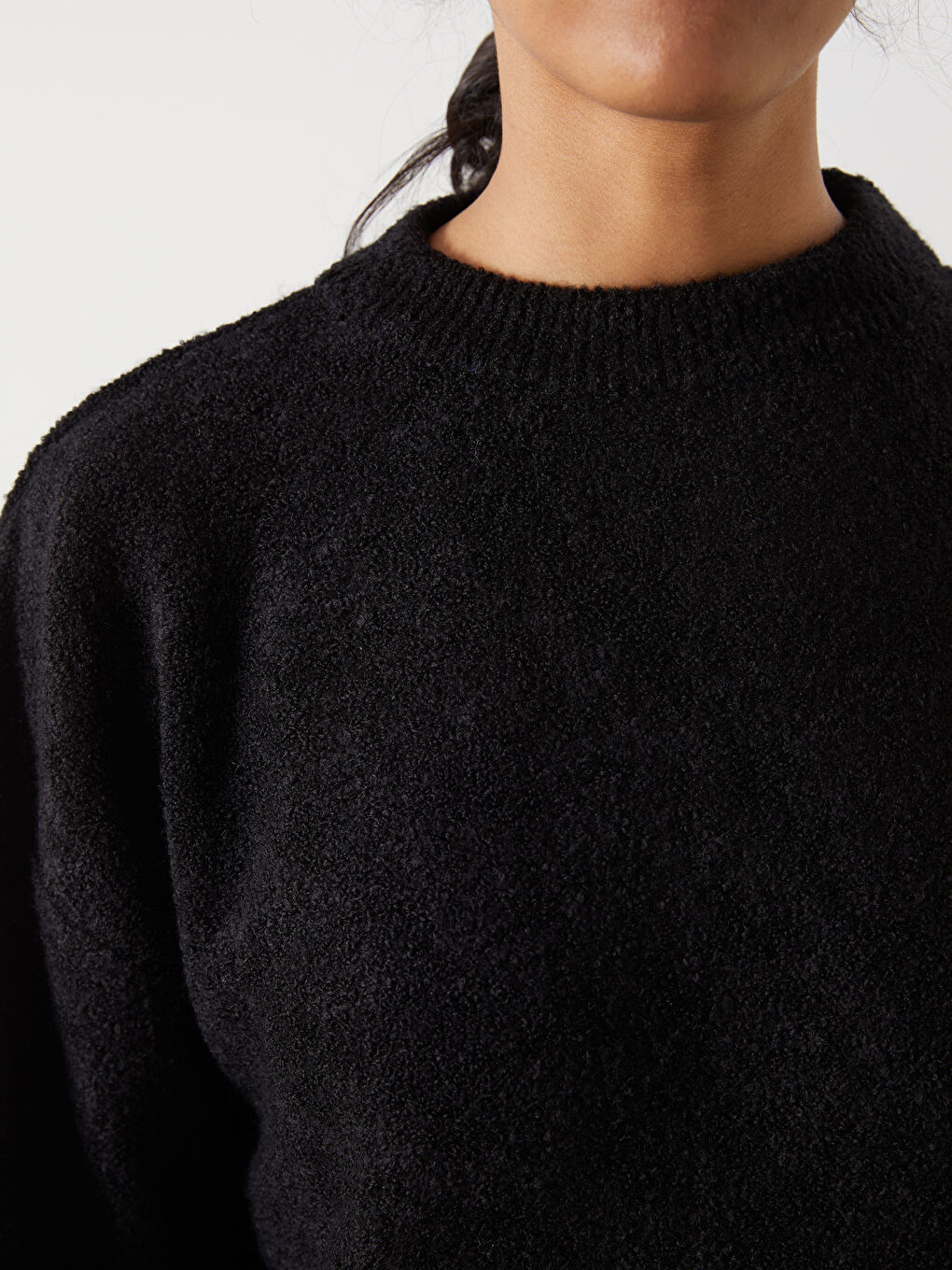 Siyah Bisiklet Yaka Kadın Triko Tunik-2