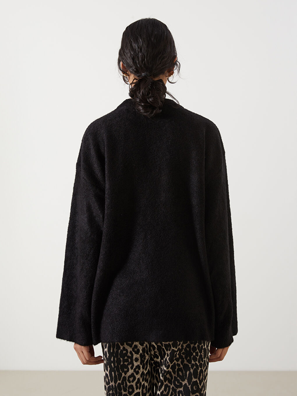 Siyah Bisiklet Yaka Kadın Triko Tunik-3