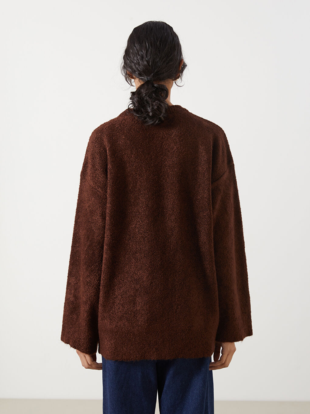 LCW Modest Kahverengi Bisiklet Yaka Kadın Triko Tunik - 3