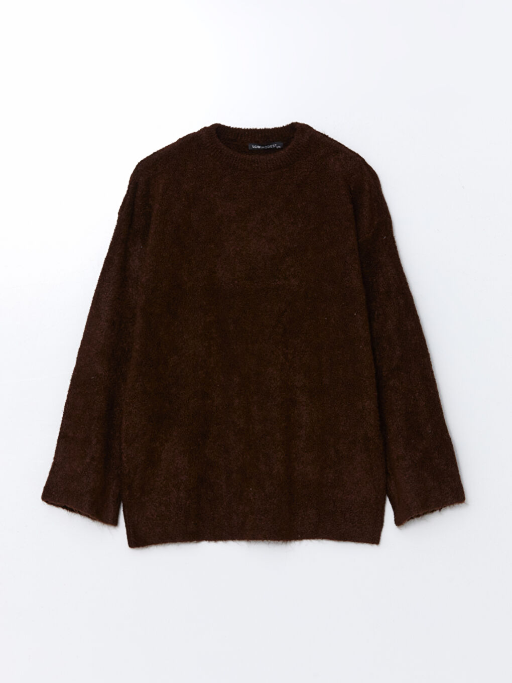 LCW Modest Kahverengi Bisiklet Yaka Kadın Triko Tunik - 4