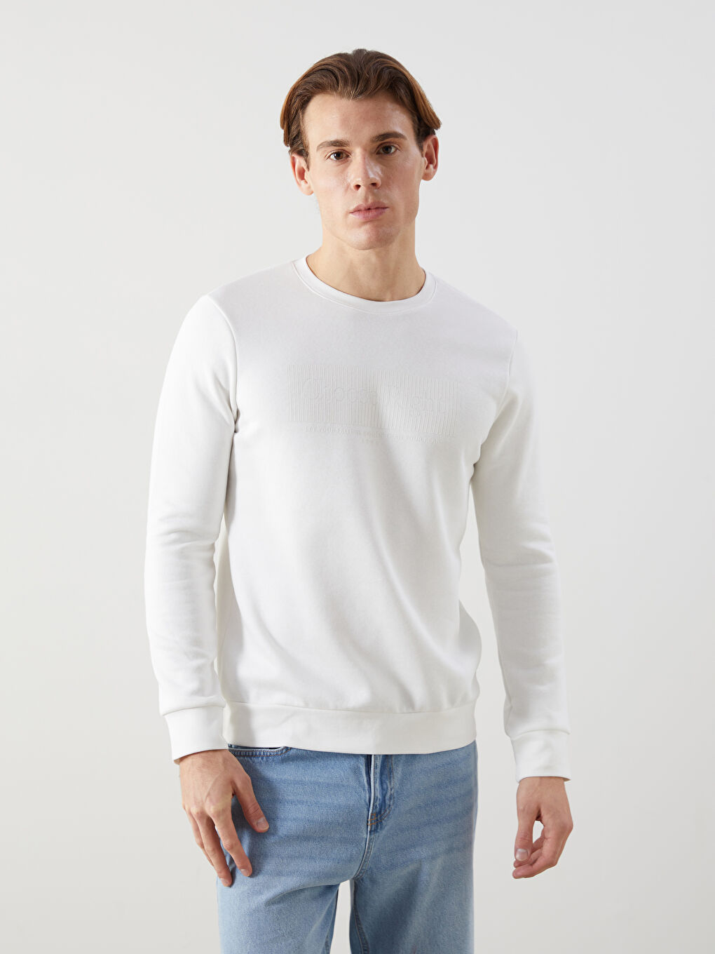Crew Neck Printed Men's Thick Sweatshirt -W4MA52Z8-R9J