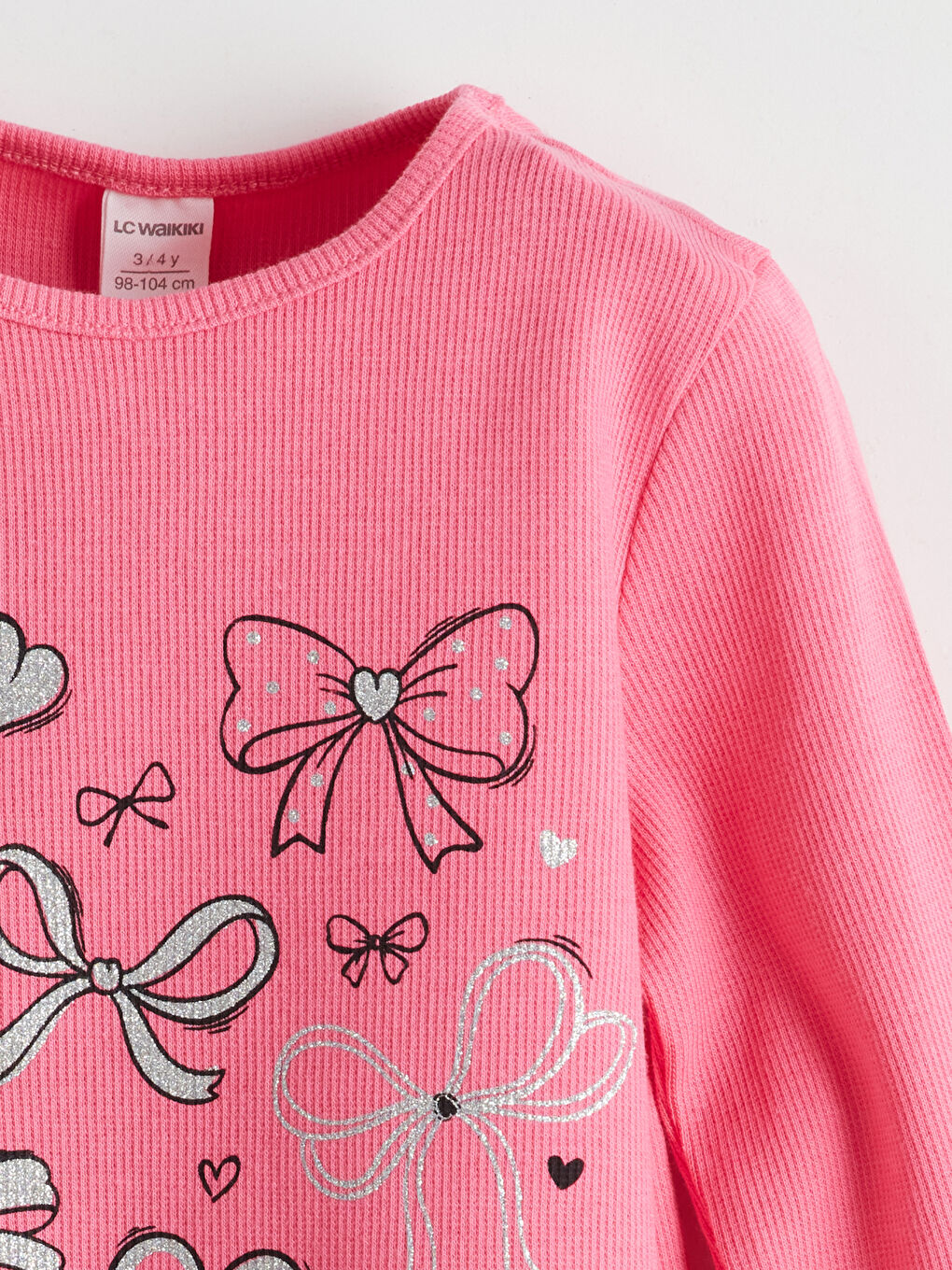 Pembe Bisiklet Yaka Baskılı Kız Çocuk Tişört 2'li-2