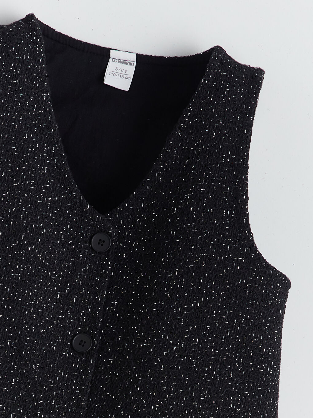 Siyah V Yaka Armürlü Kız Çocuk Elbise-2