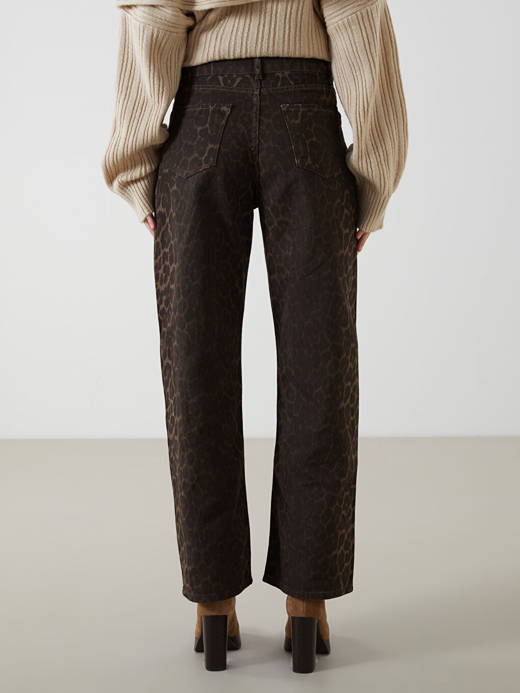 XSIDE Leopard Print Wideleg Women's Jeans -W4MA84Z8-CXL
