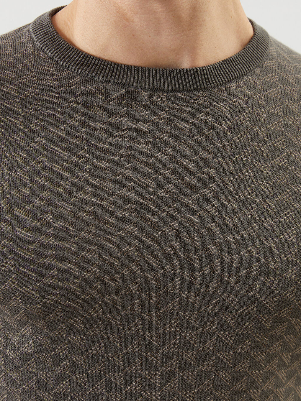 Haki Bisiklet Yaka Erkek Triko Kazak-2