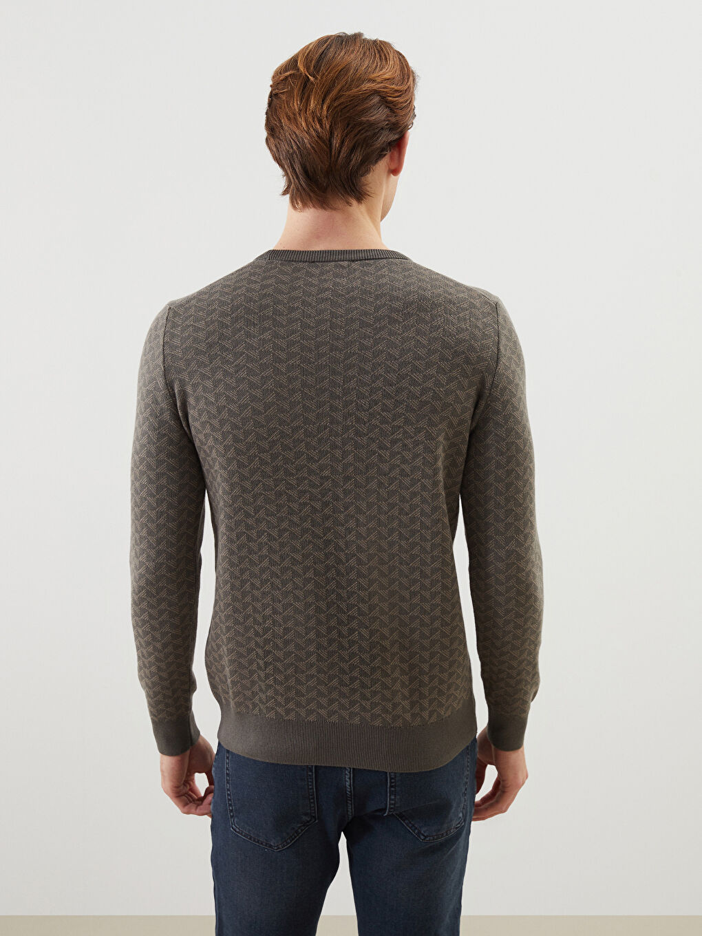 Haki Bisiklet Yaka Erkek Triko Kazak-3