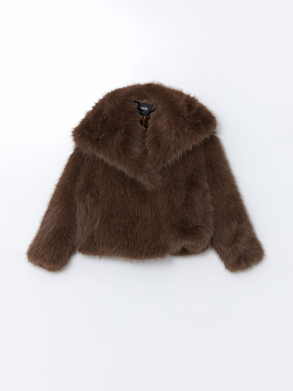 Kahverengi Ceket Yaka Kadın Kürk Mont-4