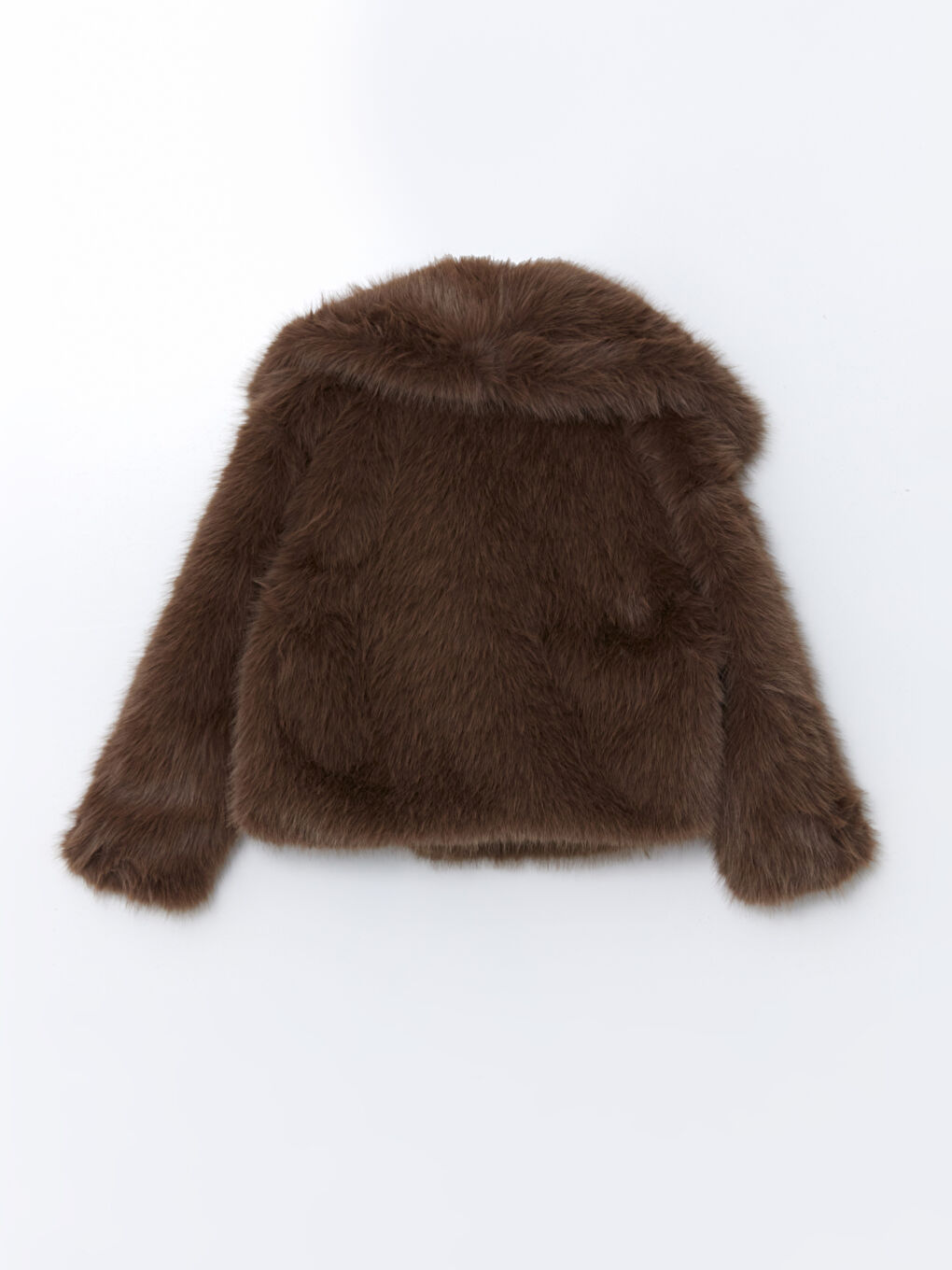 Kahverengi Ceket Yaka Kadın Kürk Mont-5