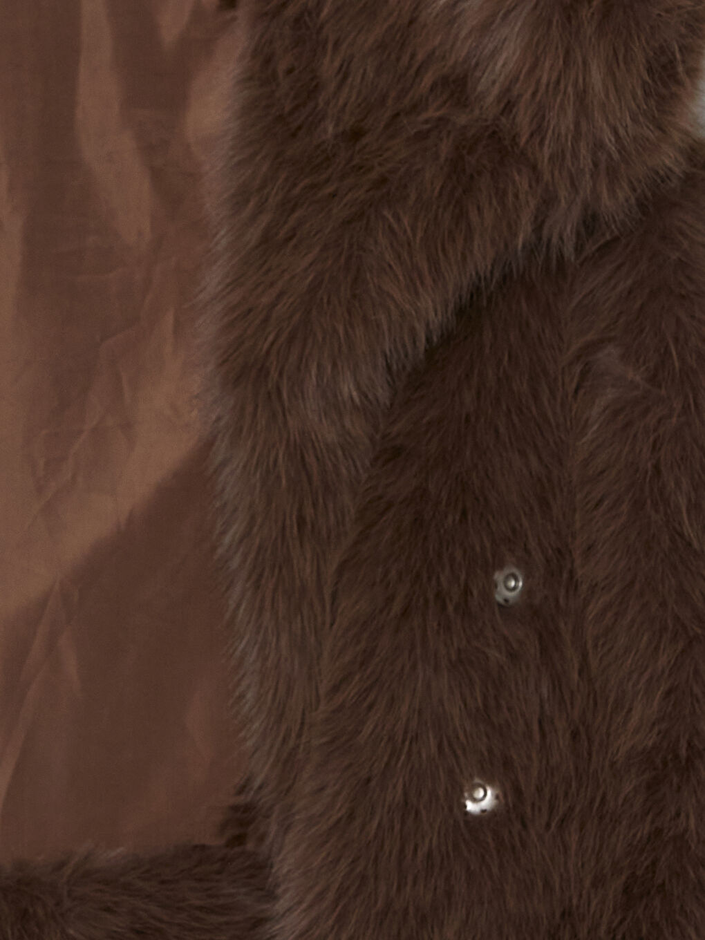 Kahverengi Ceket Yaka Kadın Kürk Mont-6