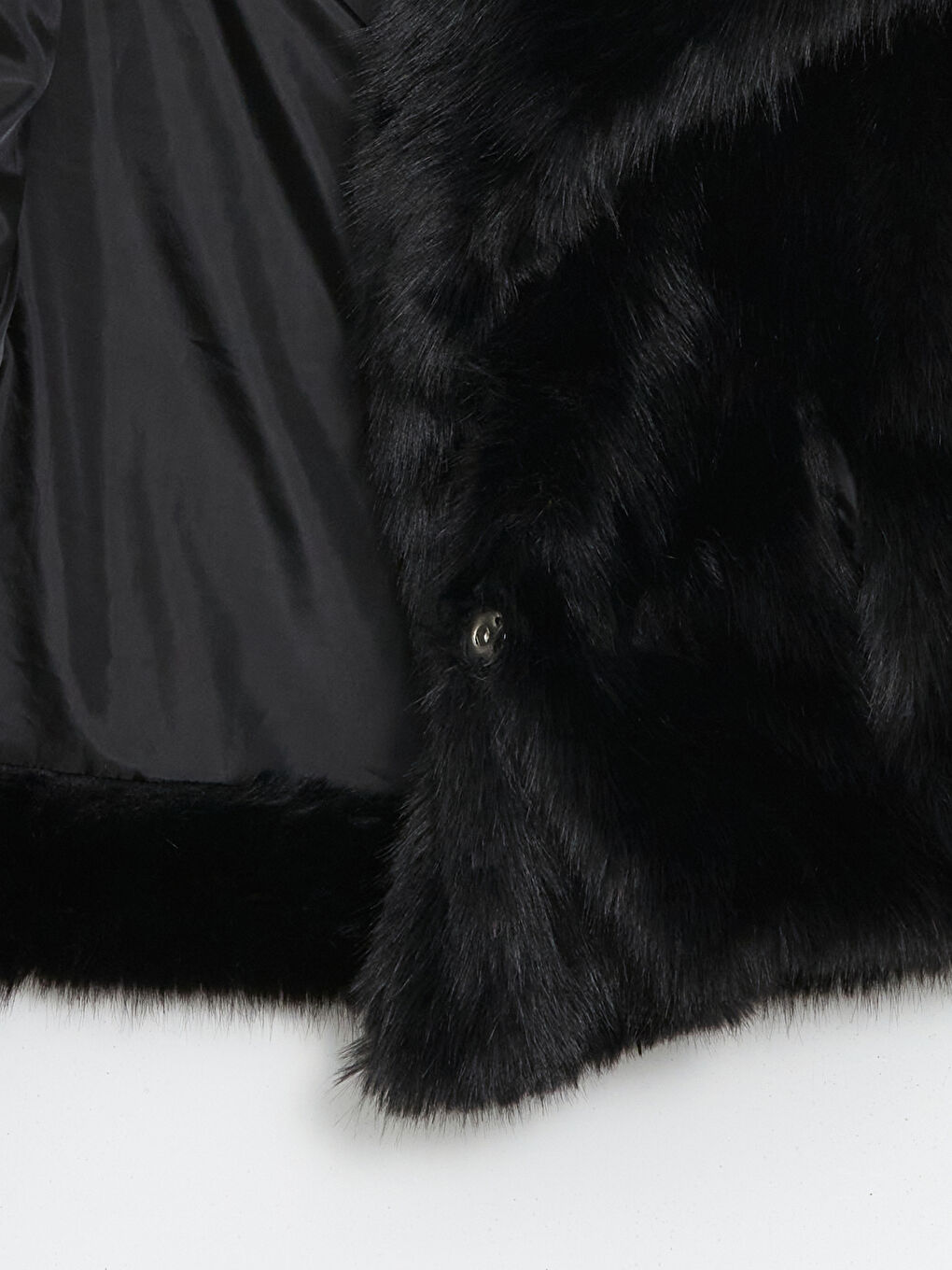 Siyah Ceket Yaka Kadın Kürk Mont-5