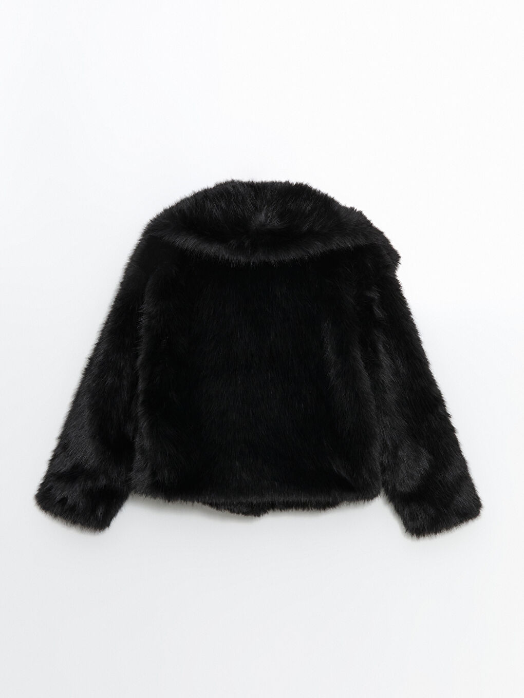 Siyah Ceket Yaka Kadın Kürk Mont-6