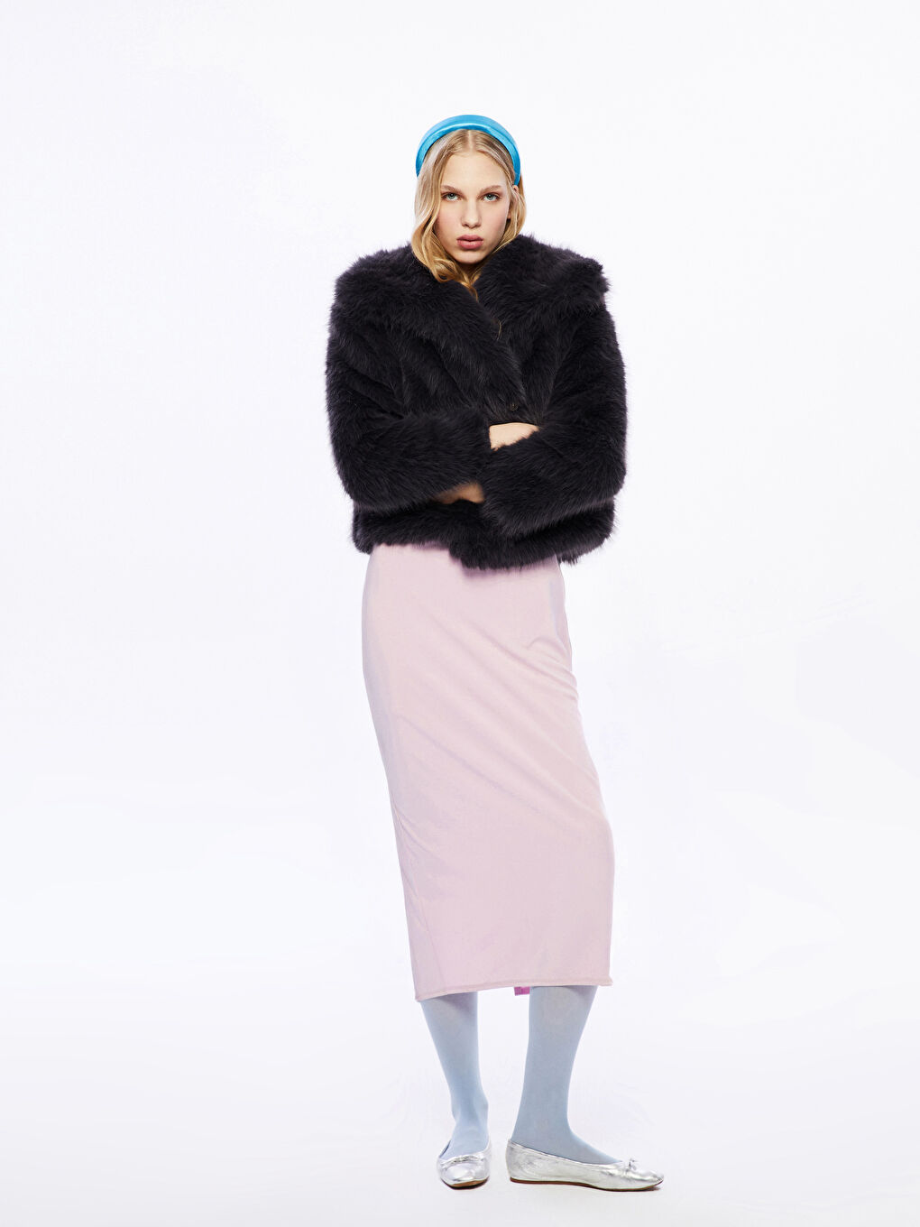 Antrasit Ceket Yaka Kadın Kürk Mont-1