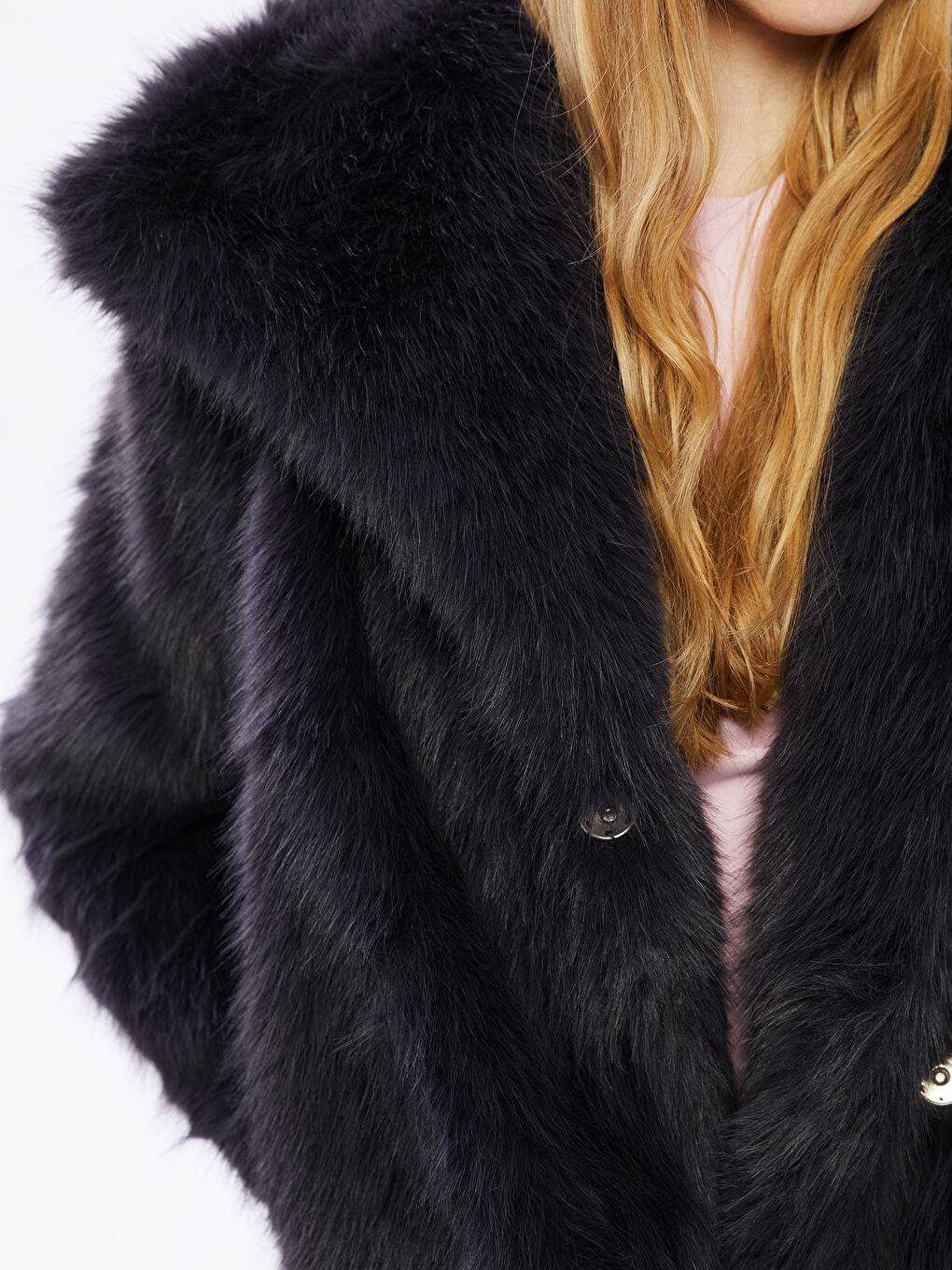 Antrasit Ceket Yaka Kadın Kürk Mont-2