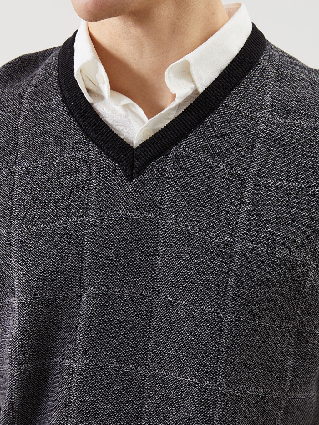 Standardni kroj V izrez Muški Trikotažni Džemper Prsluk-2