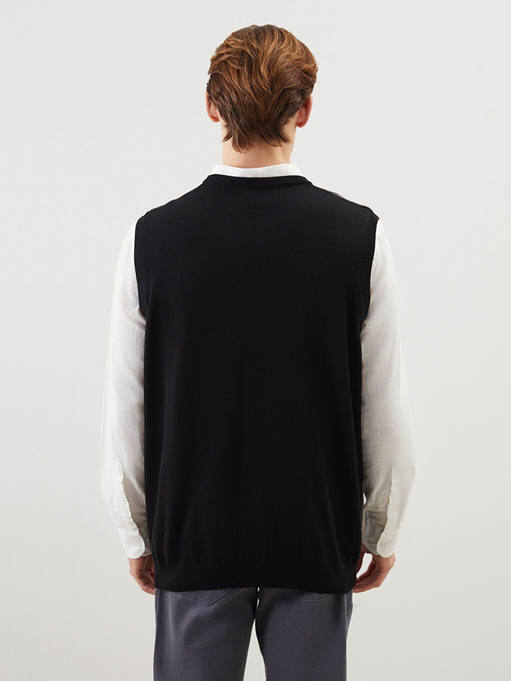 Standardni kroj V izrez Muški Trikotažni Džemper Prsluk-3