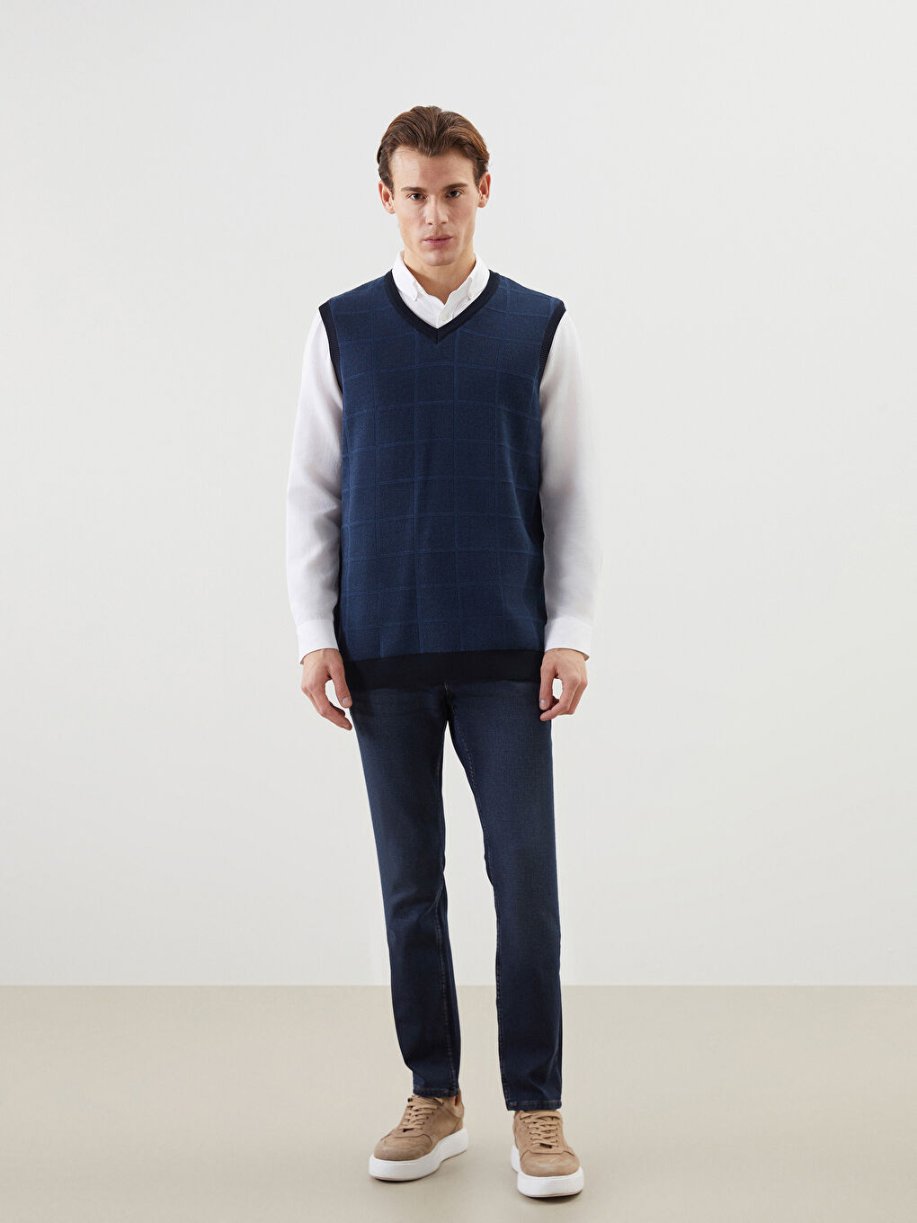 Standard Fit V Neck Men's Knitwear Sweater Vest -W4MA99Z8-RFH