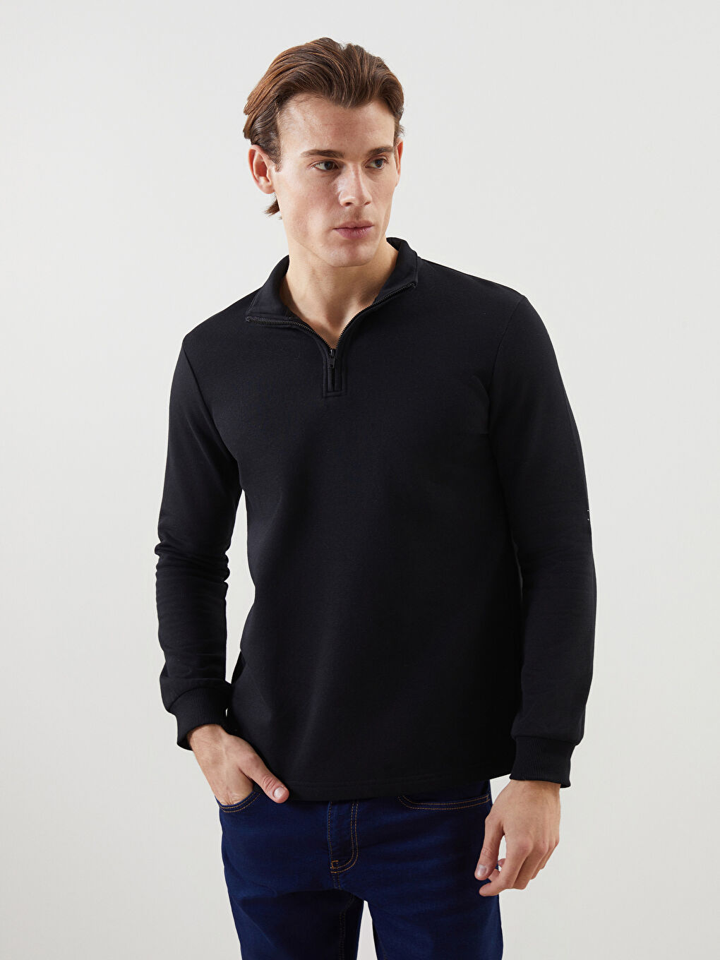Turtle Neck Long Sleeve Men's Sweatshirt -W4MB11Z8-CVL