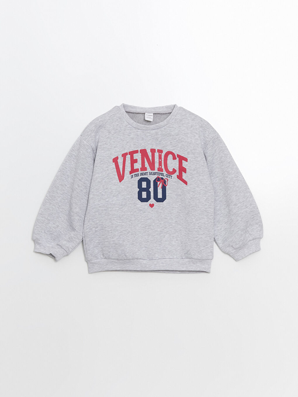 Gri Yazı Baskılı Kız Çocuk Kalın Sweatshirt