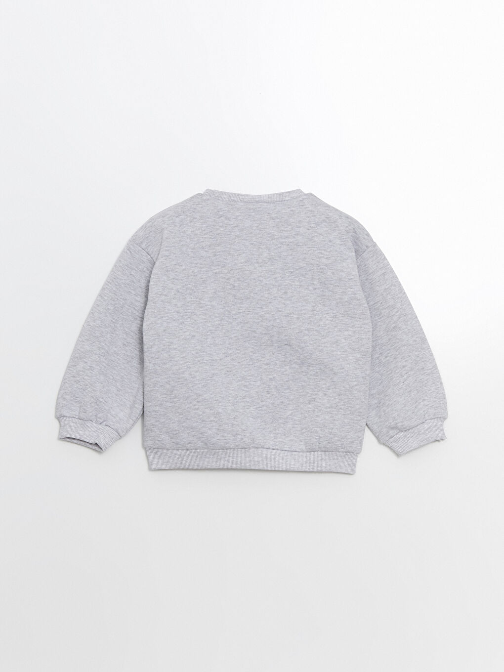 Gri Yazı Baskılı Kız Çocuk Kalın Sweatshirt-2