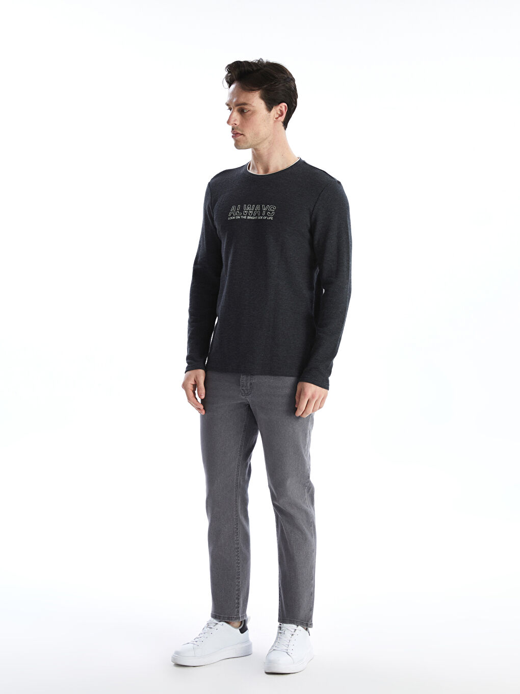 Мужская толстовка с круглым вырезом и длинными рукавами-3