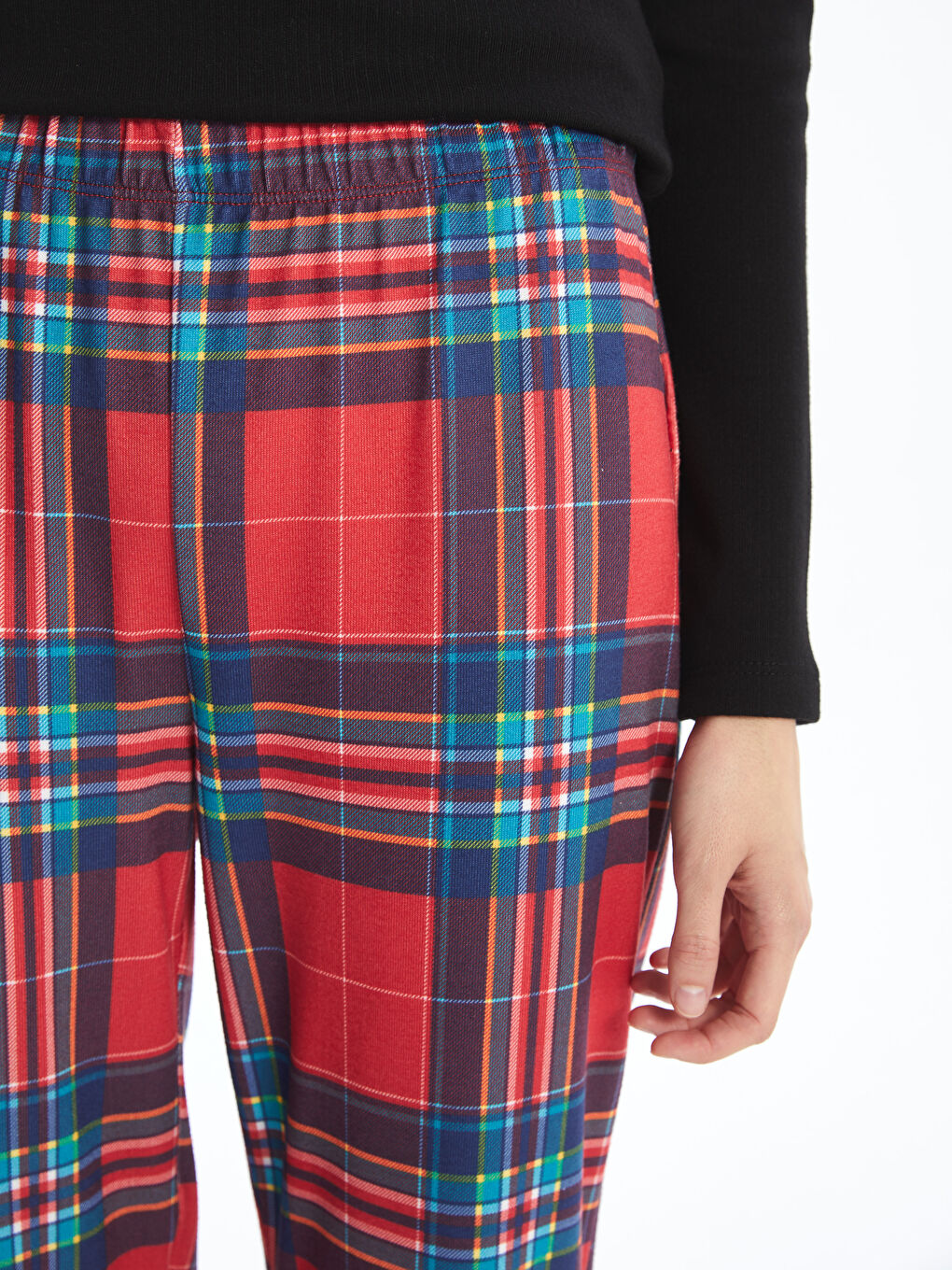 Elasticated Waist Plaid Women's Pyjama Bottoms-2