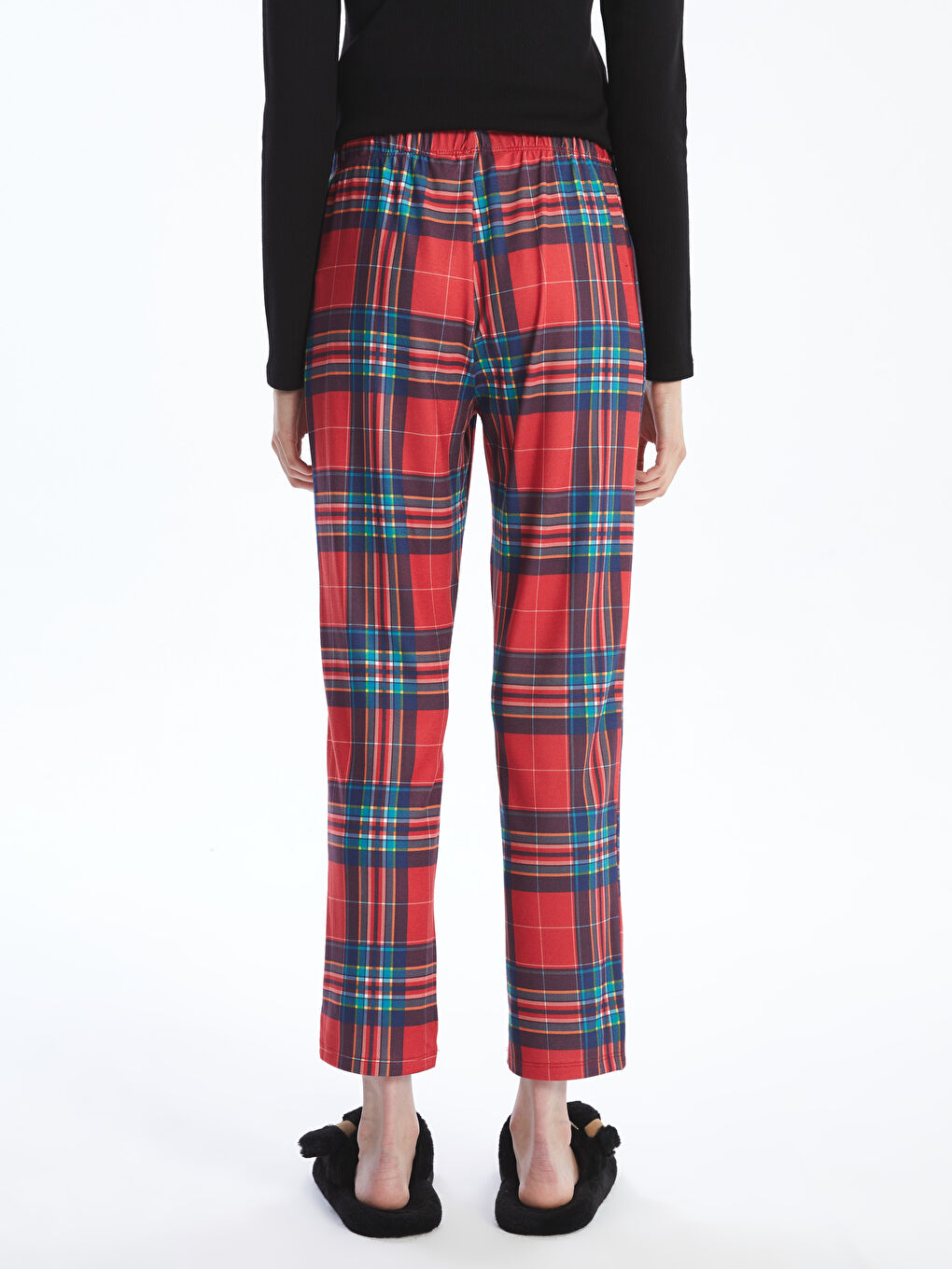 Elasticated Waist Plaid Women's Pyjama Bottoms-3