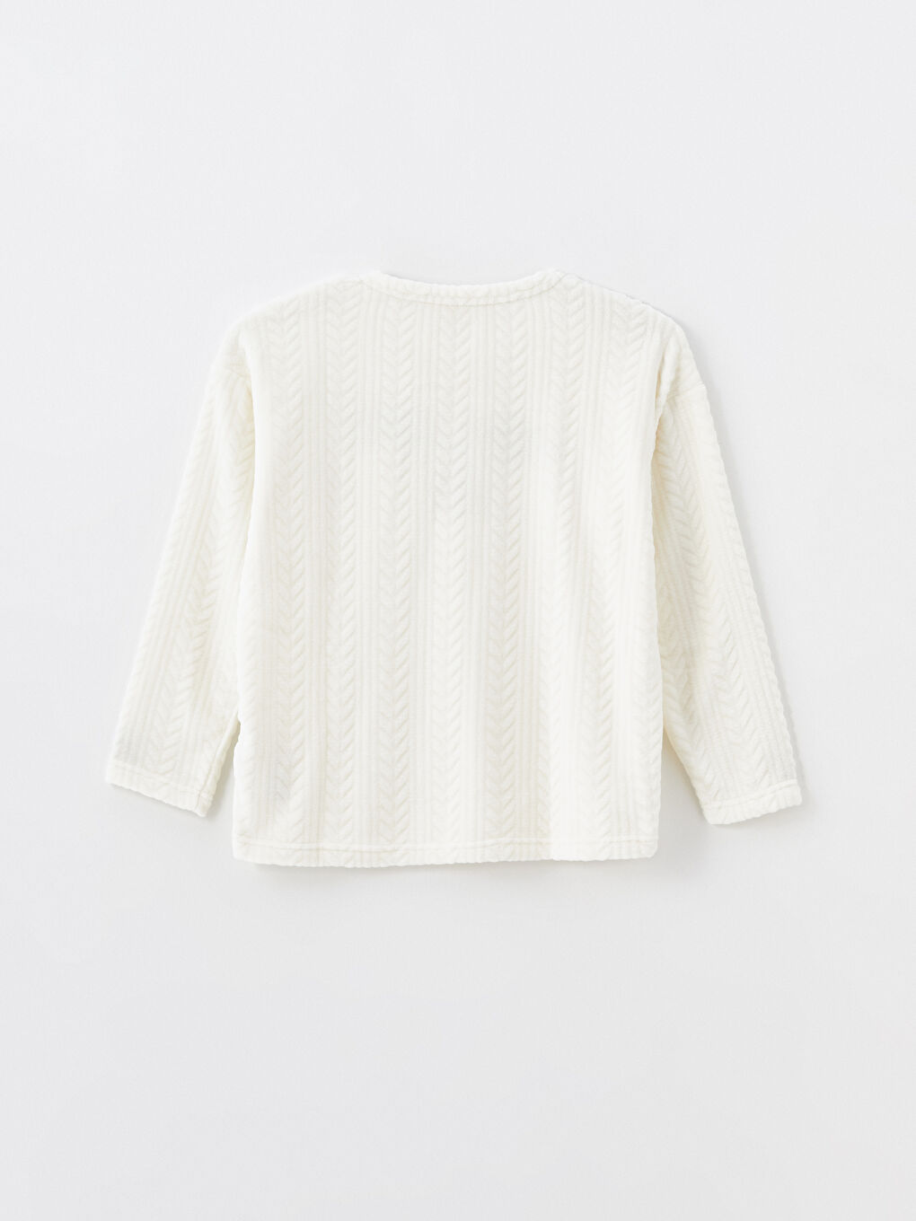 Crew Neck Embroidered Women's Plush Pyjama Set-13