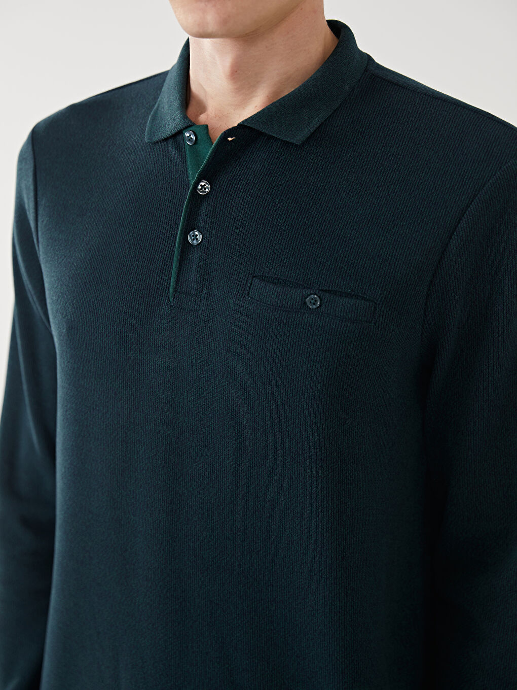 Polo Neck Long Sleeve Men's Sweatshirt-5
