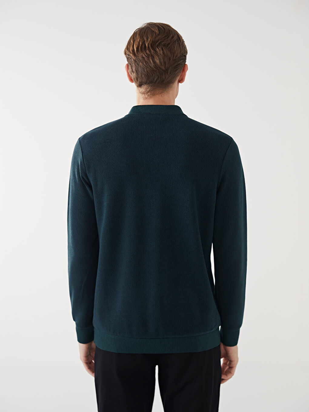 Polo Neck Long Sleeve Men's Sweatshirt-7