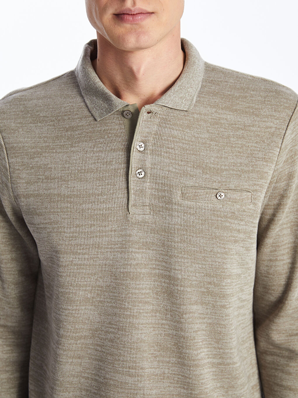 Polo Neck Long Sleeve Men's Sweatshirt-2