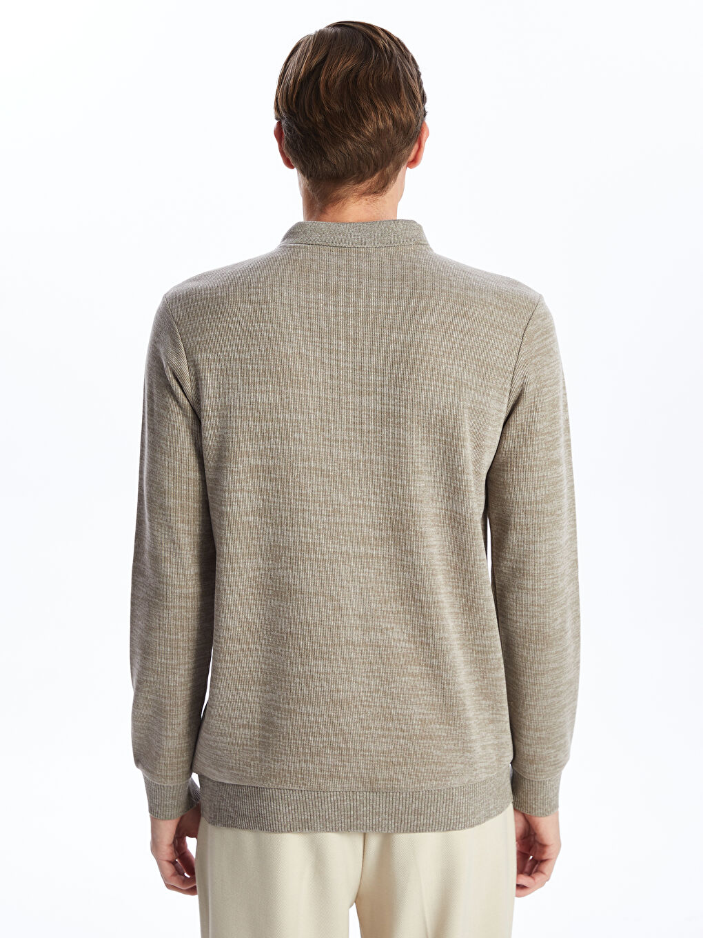 Polo Neck Long Sleeve Men's Sweatshirt-3