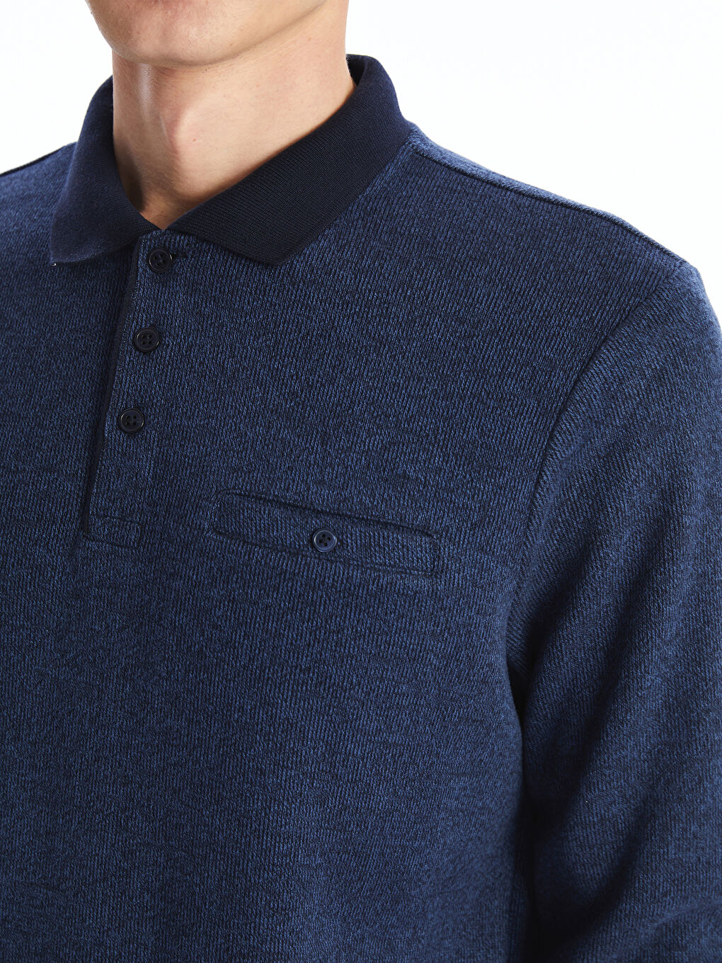 Polo Neck Long Sleeve Men's Sweatshirt-5