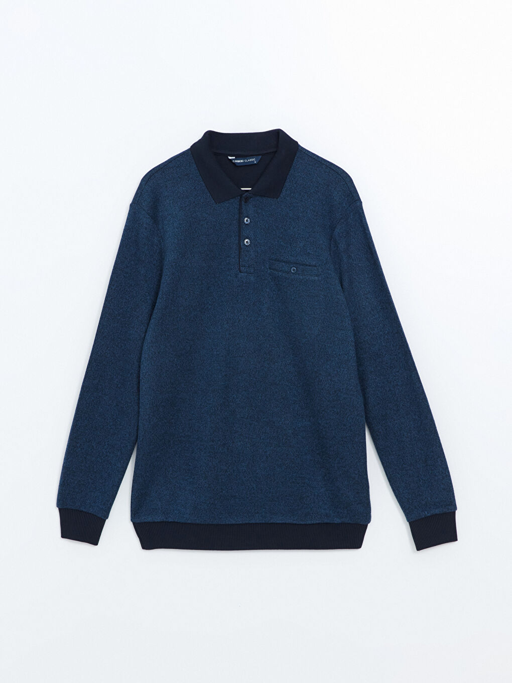 Polo Neck Long Sleeve Men's Sweatshirt-9