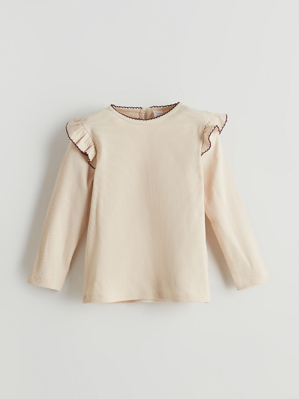 Bej Bisiklet Yaka Basic Kız Çocuk Bluz ve Tayt Pantolon 2'li-1