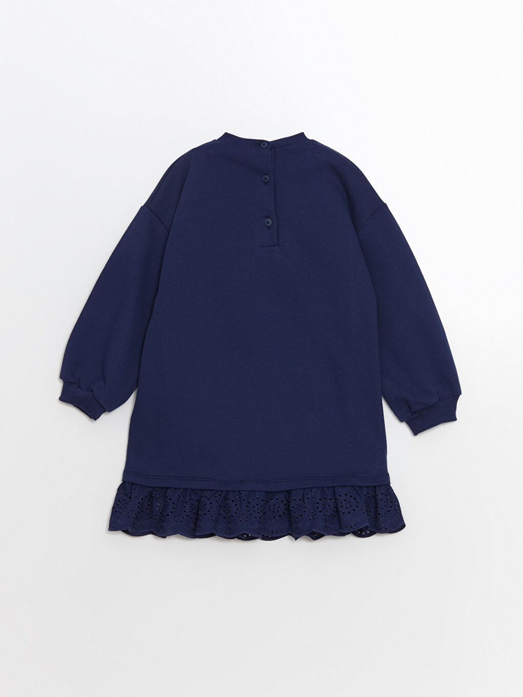 Lacivert Yazı Baskılı Kız Çocuk 3 İplik Elbise-2