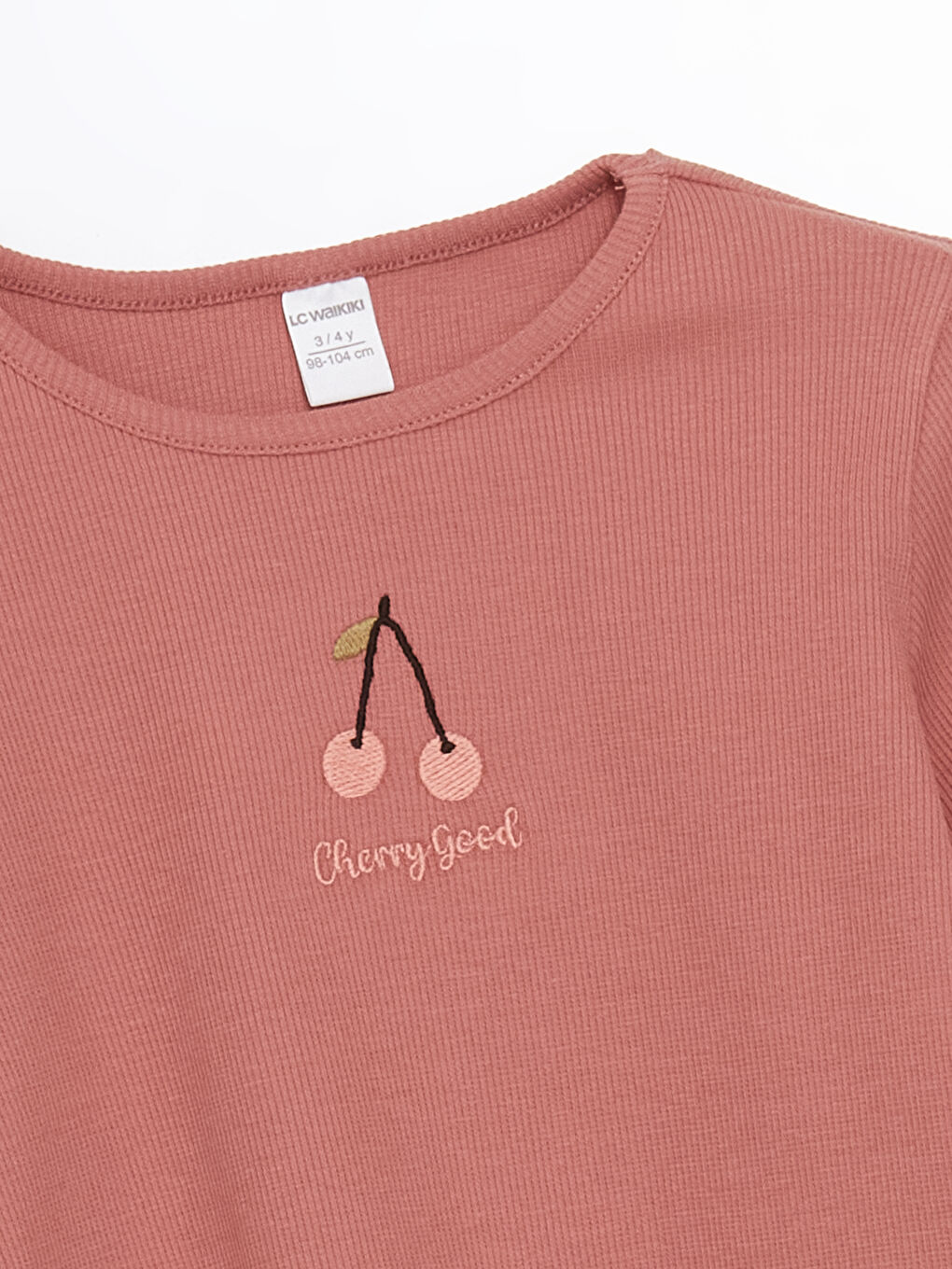 Ekru Kiraz Baskılı Kız Çocuk Tişört 2'li-5