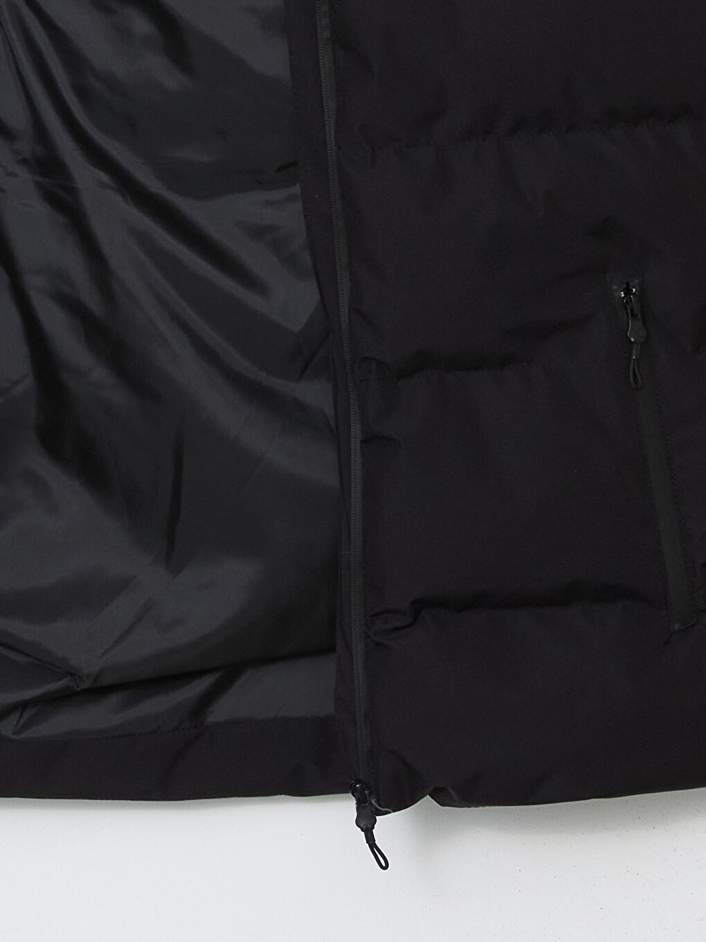 Siyah Standart Kalıp Kapüşonlu Erkek Şişme Yelek-6