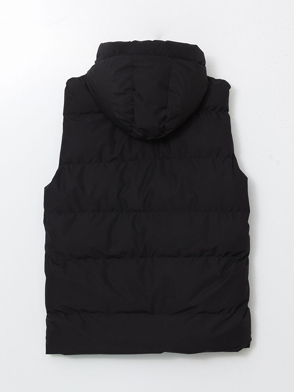 Siyah Standart Kalıp Kapüşonlu Erkek Şişme Yelek-7